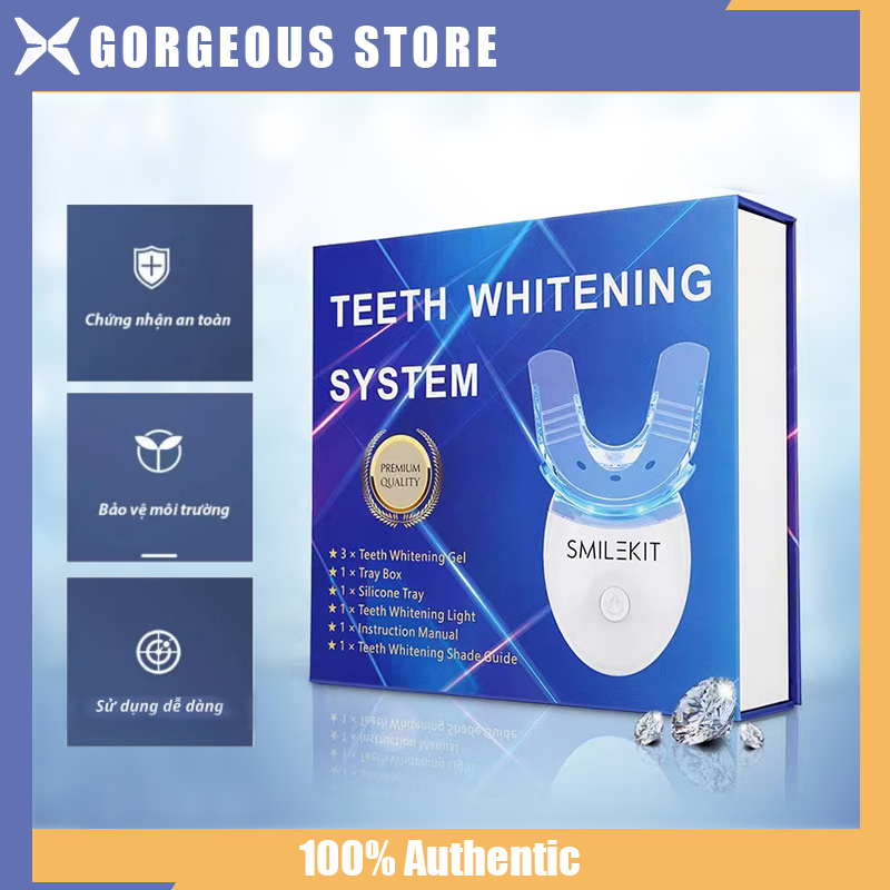 (Giao hàng ngay) Máy làm trắng răng, răng trắng sáng tự nhiên Bộ kit chăm sóc răng miệng, Gel nguyên liệu từ thiên nhiên giúp răng trắng sáng-Máy làm trắng răng hiệu quả Smile Kit thế hệ mới 2022 - Không hiệu quả hoàn lại tiền 100%
