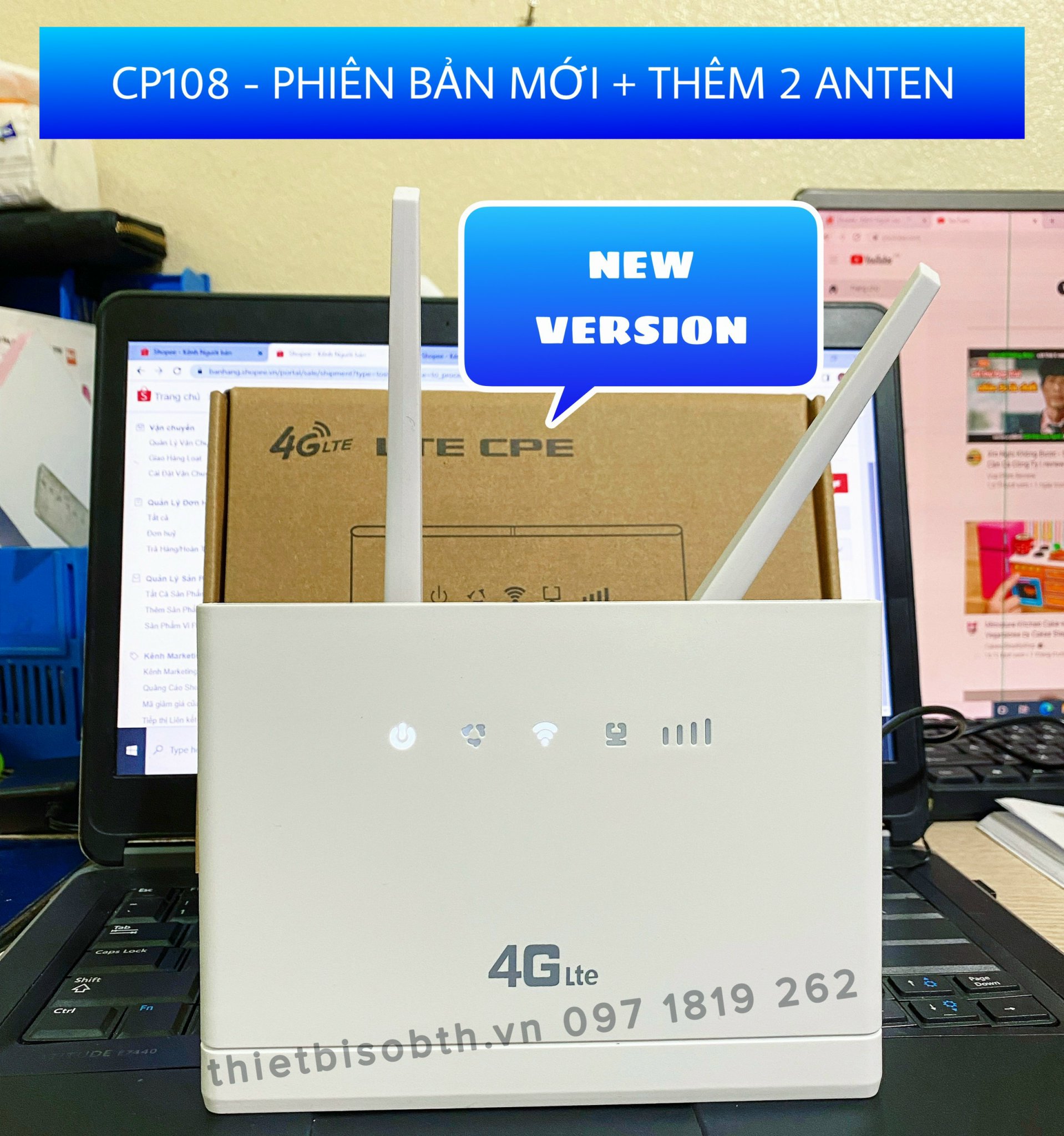 Bộ phát wifi từ sim 3g/4g lte 4g cpe – cp108 bản new 2 râu tốc độ 300mbps - hỗ trợ 32 user