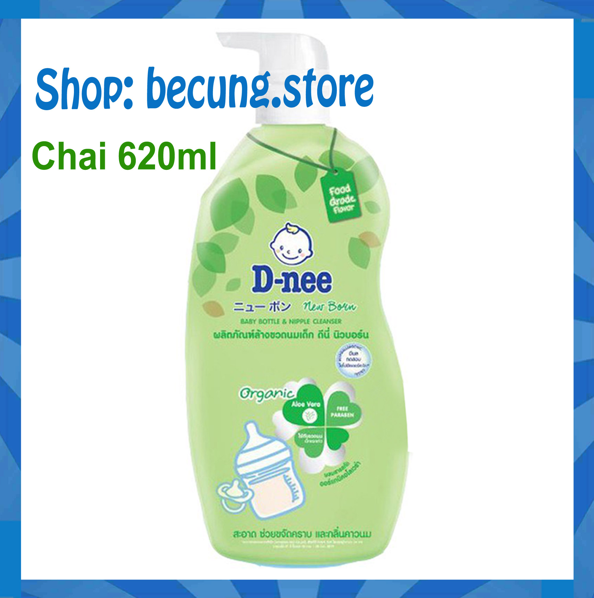 Nước rửa bình sữa dnee organic chai 620ml .