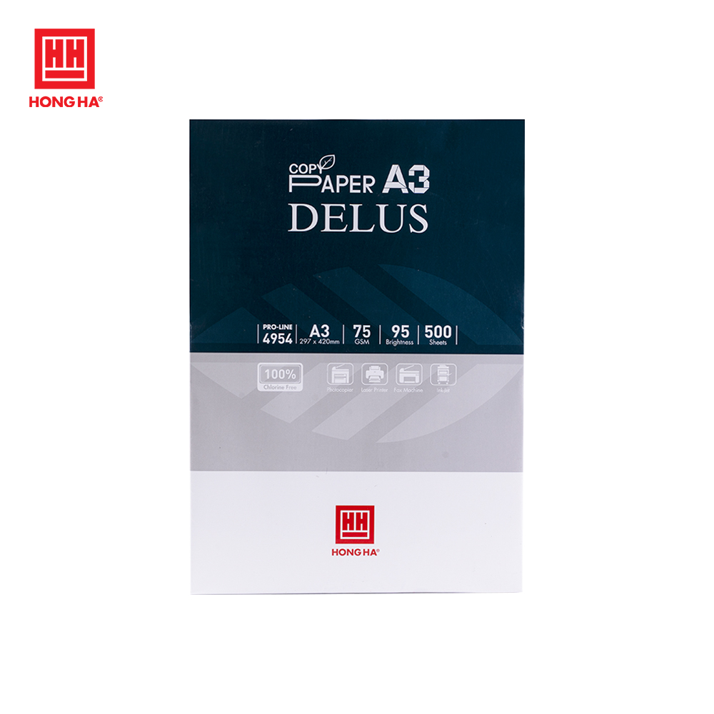Giấy a3 định lượng 75gsm, giấy in/giấy photo hồng hà delus - 4954
