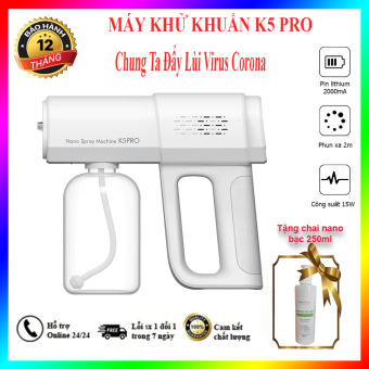 Máy phun sương diệt khuẩn Nano K5 Pro. Sung phun sương khử khuẩn đến 99%. Máy xịt khuẩn cầm tay, có đèn led chiếu UV kháng khuẩn