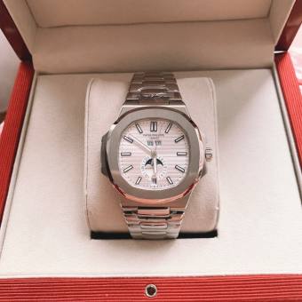 ĐỒNG HỒ NAM PATEK PHILLIPE AUTOMATIC NAUTILUS TRĂNG SAO DÂY KIM LOẠI + THẺ BẢO HÀNH
