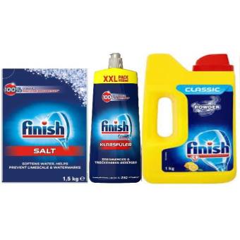 Combo Bột rửa chén bát Finish 2.5kg + Muối rửa bát Finish 1.5kg + Bóng finish 400ml + Tặng 2 viên Finish