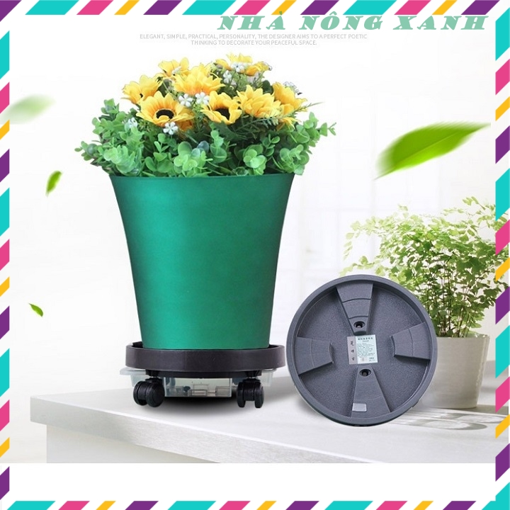 Đế kê"đôn kê" chậu hoa cây cảnh nhựa ABS, có bánh xe, có khay hứng nước, chịu tải lớn rễ ràng di chuyển