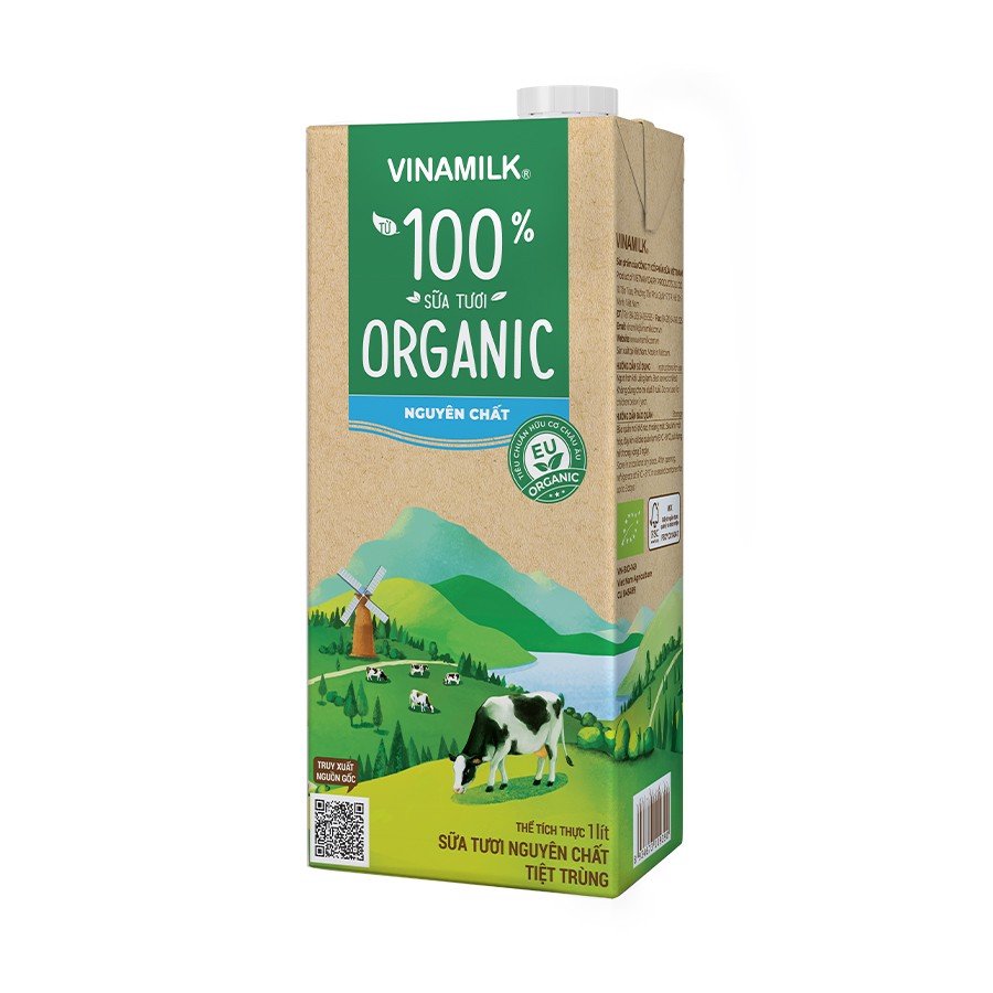 Combo 2 hộp Sữa tươi tiệt trùng Vinamilk 100% Organic không đường - Hộp giấy 1L