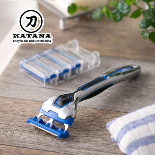 Dao cạo râu Nhật Bản 5 lưỡi cao cấp Axia kèm thêm 5 đầu thay - Bảo hành 12 tháng