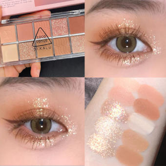 Bảng Phấn Mắt 10 Màu Nude Phấn Mắt Lì Lâu Trôi Lấp Lánh Phấn Mắt Không Thấm Nước Trang Điểm