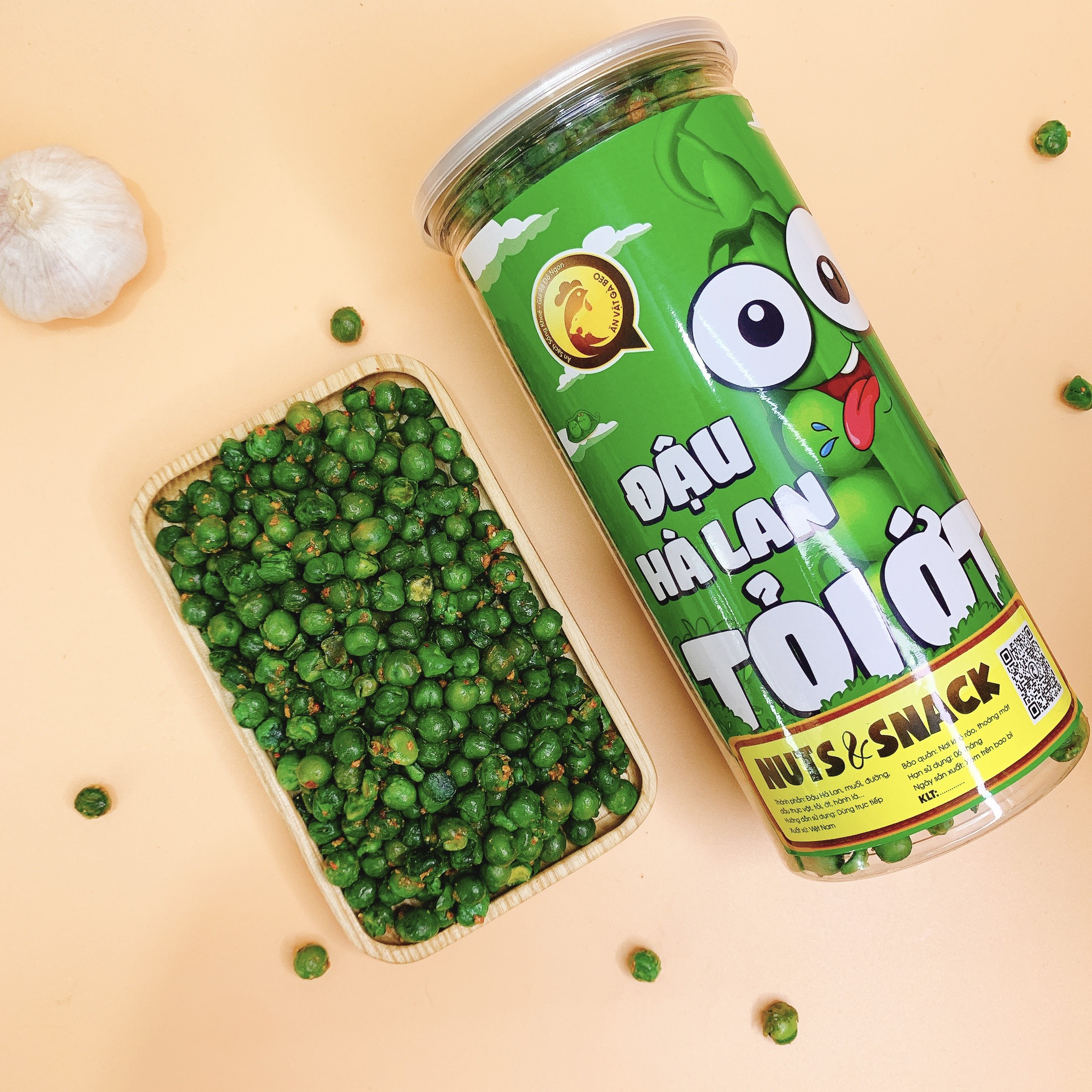 Đậu hà lan tỏi ớt hủ 450g - gà beo đồ ăn vặt sg