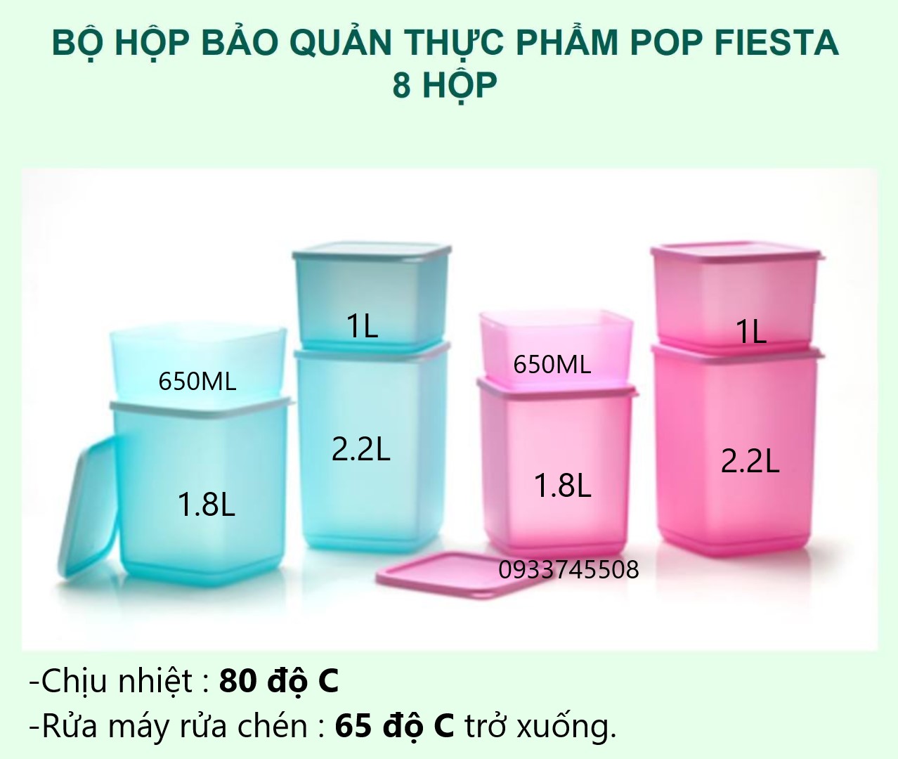 Tupperware official store - hộp bảo quản thực phẩm pop fiesta 8 hộp