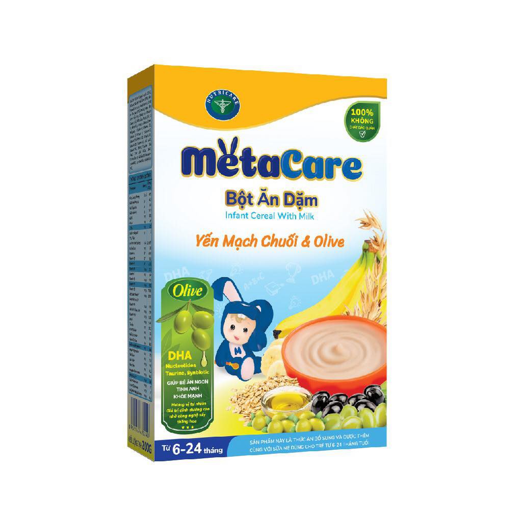 Bột ăn dặm Metacare yến mạch chuối olive 200g