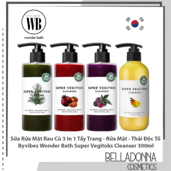 Sữa Rửa Mặt Rau Củ 3 in 1 Tẩy Trang - Rửa Mặt - Thải Độc Tố Wonder Bath Super Vegitoks Cleanser 300ml
