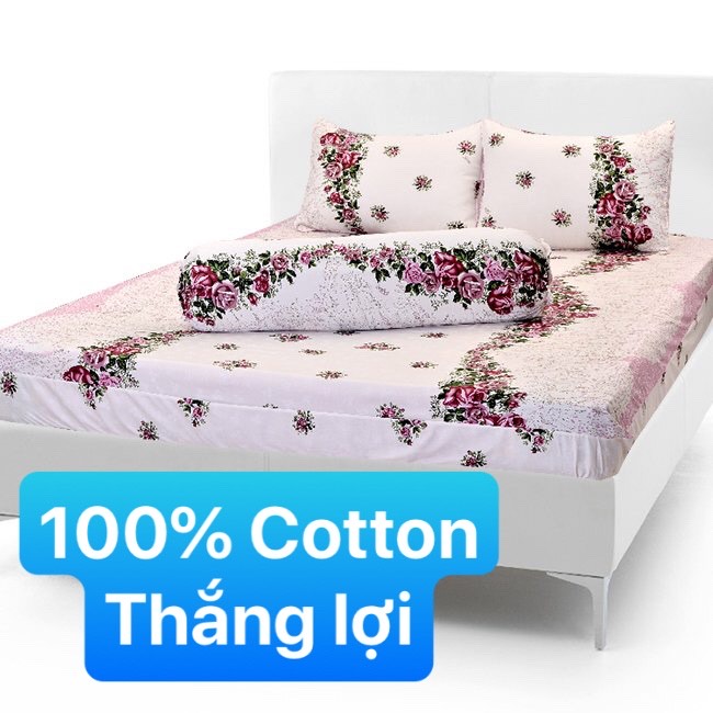 [HCM]Bộ Drap+áo gối 100% vải Cotton Thắng Lợi { 4 MÓN } chọn size khách nhé