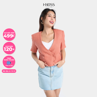 Áo Blazer Nữ Thời Trang HNOSS Crop Ngắn Tay HNKHC005