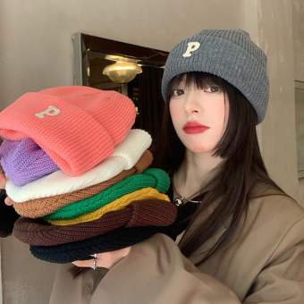 Mũ Len Nữ In Chữ P Đan Móc Phong Cách Dân Tộc Ấm Áp Khác Nhau Mũ Len Thiết Kế Thời Trang Phong Cách Hàn Quốc Mũ Len Đan