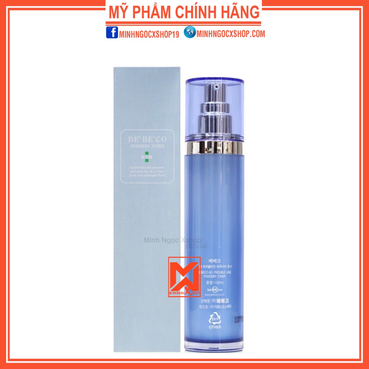 Nước hoa hồng Bebeco nước hoa hồng ngăn ngừa mụn se khít lỗ chân lông Bebeco Ac-T-Line Powdery Toner