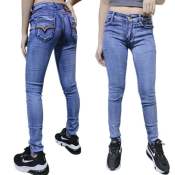 Semi-Stretch Mid Waist Skinny Jeans for Women by 