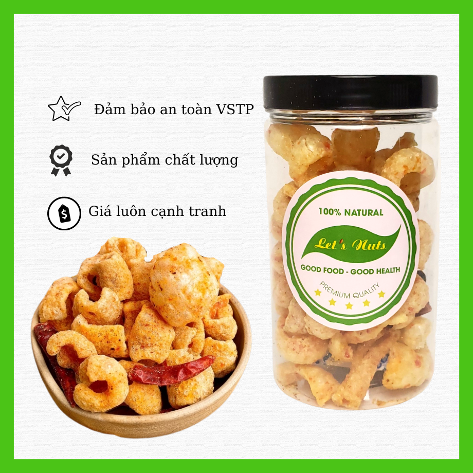 Da heo cháy tỏi loại ngon đóng lon pet 150g sang trọng hợp vệ sinh đồ ăn vặt tuyệt vời LETNUTS