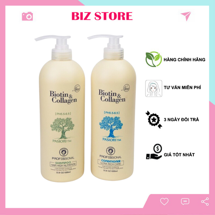 Bộ dầu gội xả chống rụng tóc và kích thích mọc tóc Biotin & Collagen 1000ml/chai, cam kết sản phẩm đúng mô tả, chất lượng đảm bảo an toàn đến sức khỏe người sử dụng