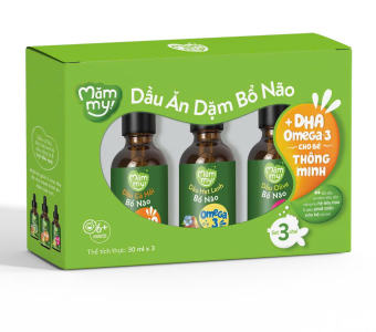 Combo 3 dầu ăn dặm bổ não Mămmy 30ml gồm dầu Olive, cá hồi, hạt lanh bổ não cho bé 6 tháng tuổi