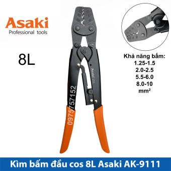 Kìm bấm cos 8L 1.25 - 10mm2 Asaki AK-9111 - Kềm bấm cốt 8L (Kìm bấm đầu cote Asaki)