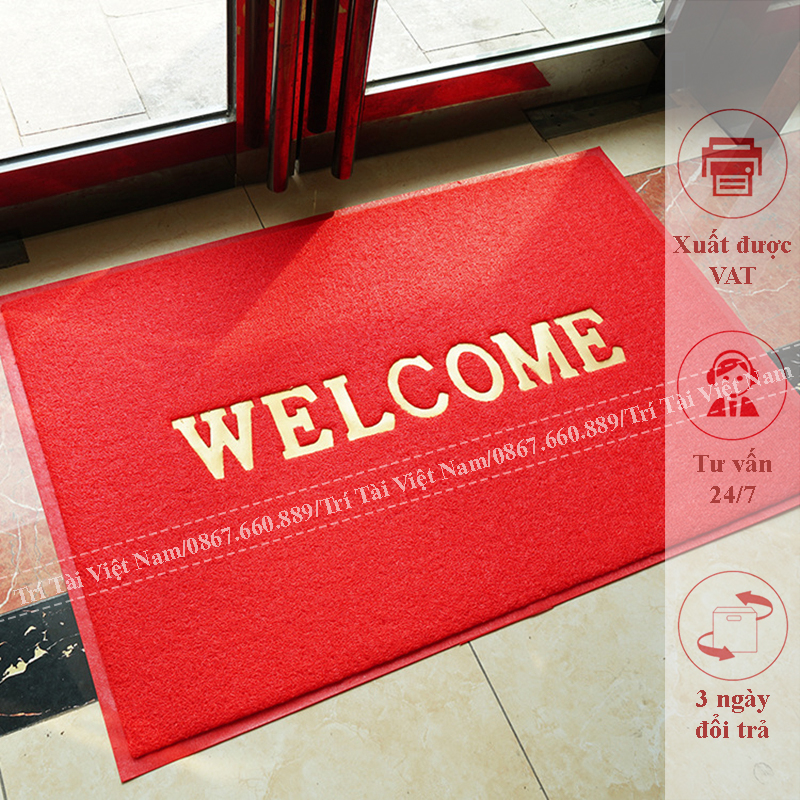 Thảm nhựa welcome chống trơn trượt sảnh, hành lang, kích thước 60x90cm