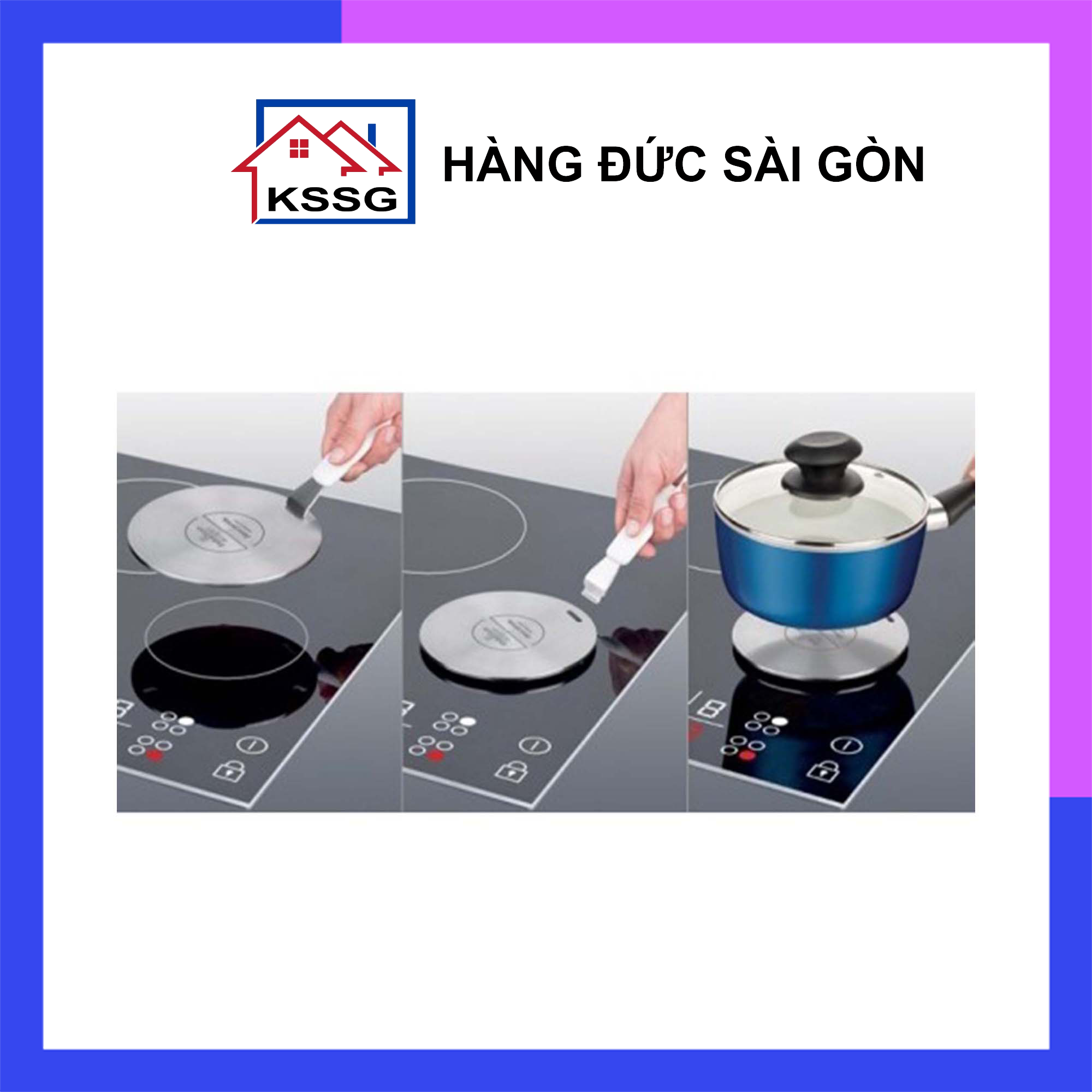 Đĩa lót chuyển nhiệt bếp từ Tescoma giúp đun nấu mọi chất liệu nồi chảo Induction hob adapter GrandCHEF 17 cm, 21 cm