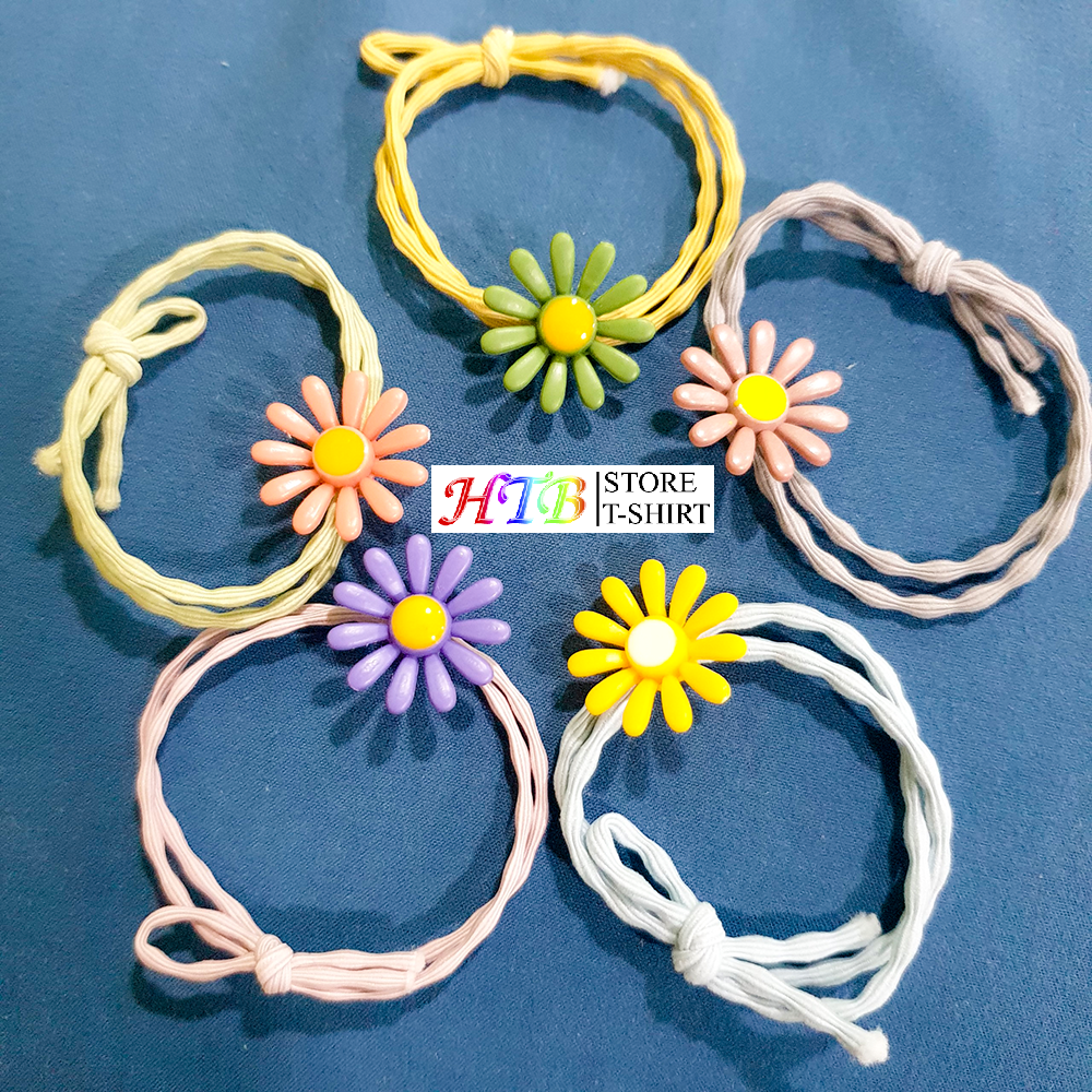 Combo 5 dây thun cột tóc buộc tóc nữ hoa cúc hàn quốc đẹp dễ thương nhiều màu