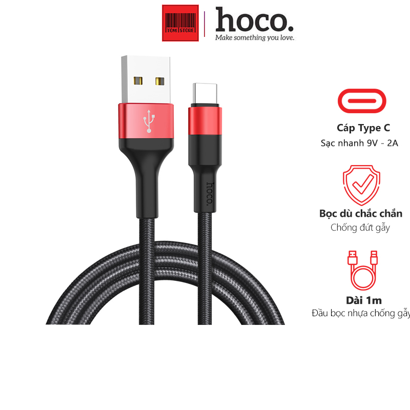 Cáp Hoco X26 - Cổng Type C - Sạc Dòng Máy Android -Cáp sạc bọc dù chắc chắn với đầu cáp chống gập gẫy
