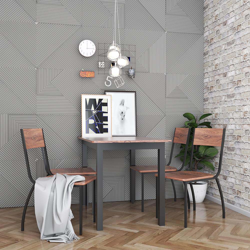 HomeBase FURDINI Bộ bàn ăn gồm 4 ghế chống trơn trượt bằng gỗ MDF HARVEY W110xH75,5xD70cm màu nâu