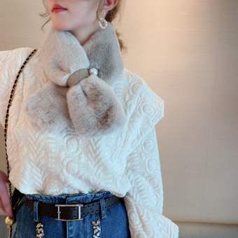 KORNASUE Giản dị Ấm Chéo Mùa đông Dày Nhật Bản Phong Cách Hàn Quốc Khăn Choàng Rắn Màu Sắc Cổ Bọc Phụ nữ Giả Lông Thú Khăn