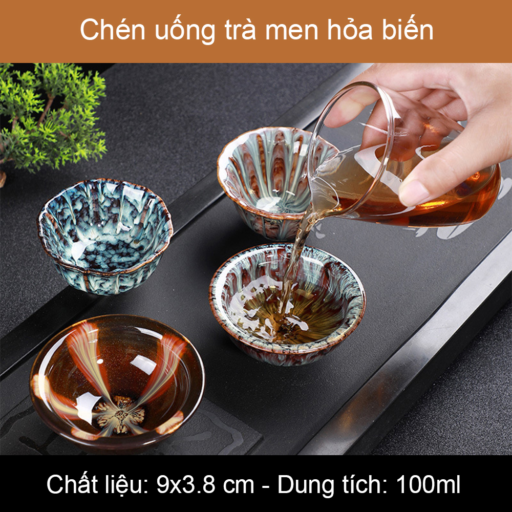 Chén trà men hỏa biến cao cấp chén thiên mục cỡ lớn 100ml An Nam Decor