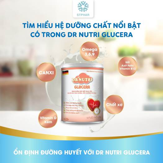 Freeship_Sữa bột cho người tiểu đường Dr Nutri Glucera 900g
