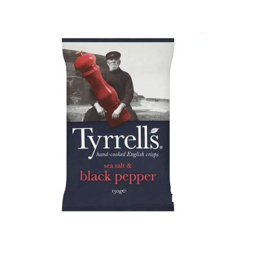 Khoai tây chiên vị muối & tiêu đen gói nhỏ Tyrrells 150g