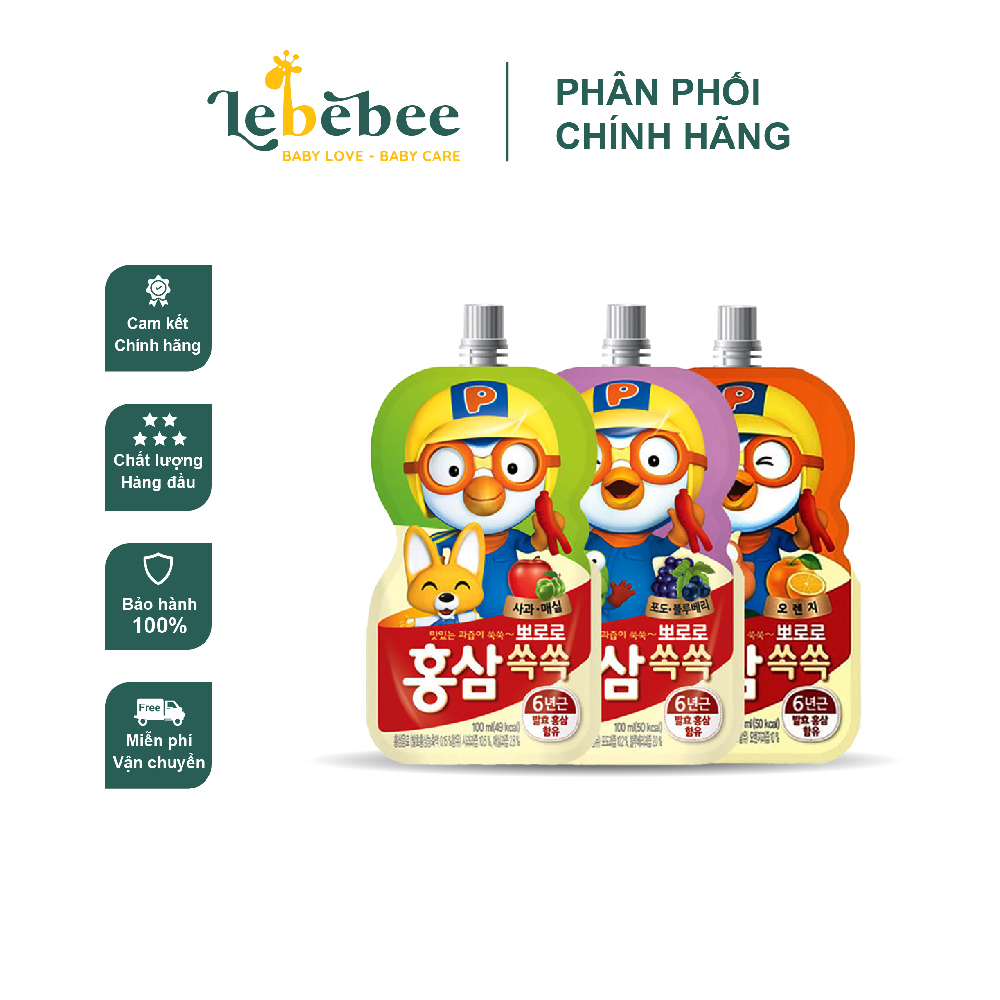 Nước Hồng Sâm hoa qủa Paldo Pororo Hàn Quốc