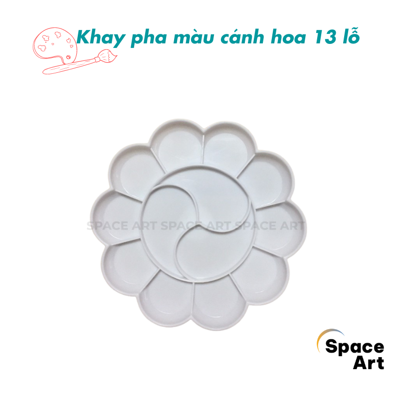 Khay pha màu nhựa cánh hoa 13 lỗ