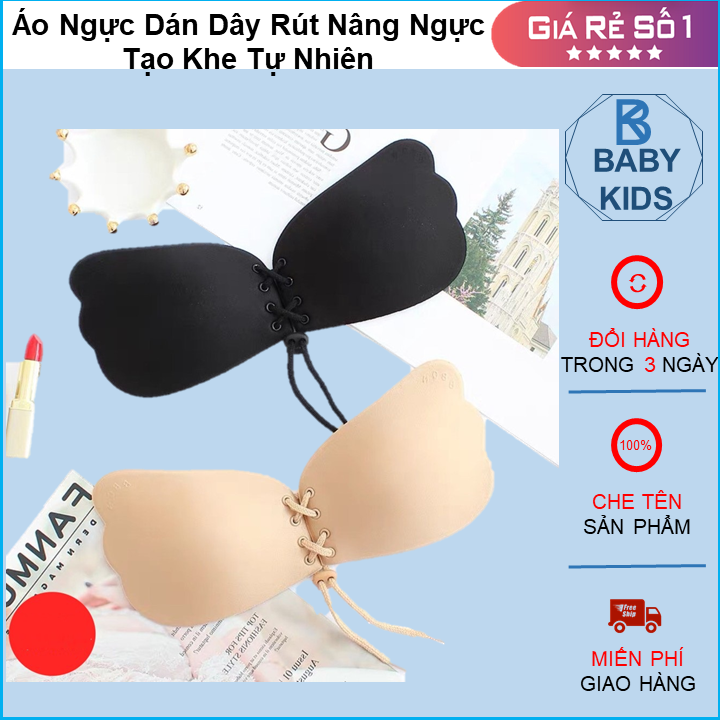 Áo ngực dán dây rút nâng ngực tạo khe tự nhiên, áo bra cánh tiên có dây rút, miếng dán nâng ngực mẫu dây rút, áo ngực dán silicon cánh tiên