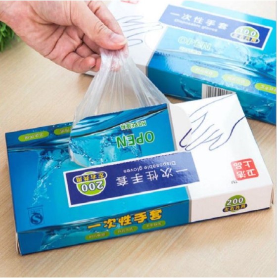 Hộp 200 chiếc găng bao tay nilon dùng 1 lần tiện lợi