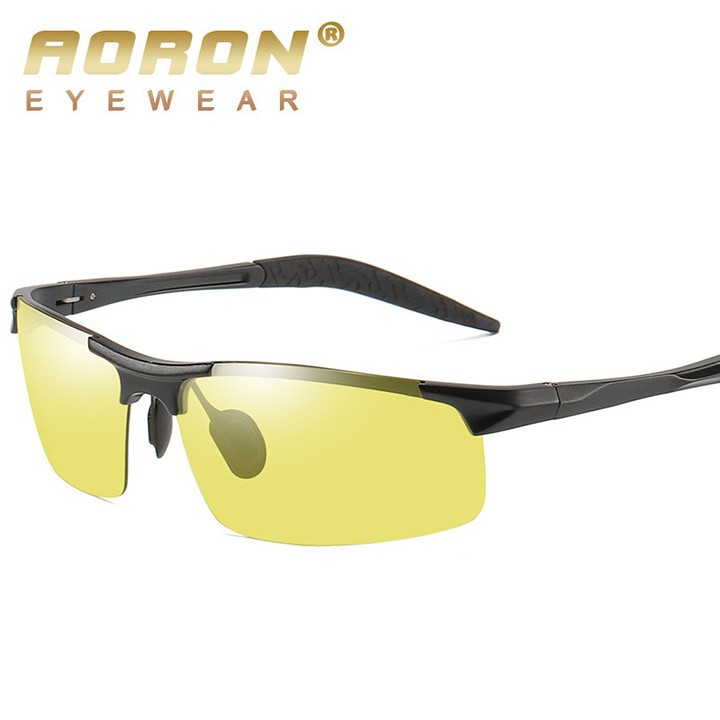 Kính mắt đổi màu đi ngày và đêm gọng Nhôm Magiê nhẹ Aoron 8177v, mắt kính polarized phân cực, chống tia UV chuẩn UV400