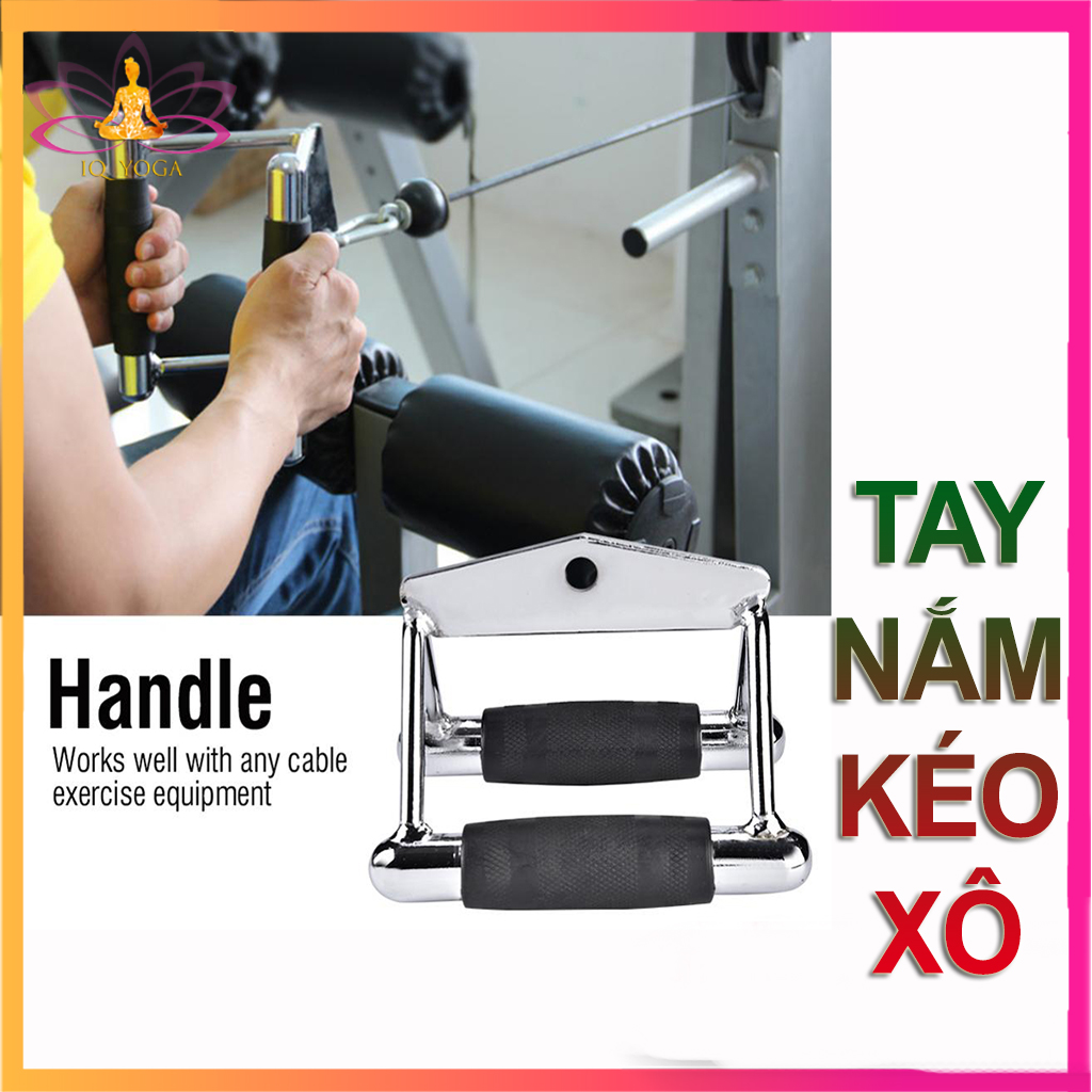 Tay kéo xô đôi tập gym dạng chữ V bằng thép mạ inox
