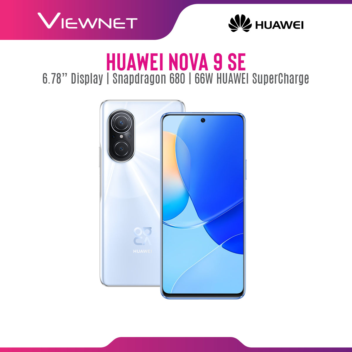 [Pre-Order] Huawei Nova 9 SE Smartphone with Snapdragon 680, 8GB RAM + 128GB ROM, 4000mAh battery ETA:18-03-2022