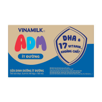 Sữa Dinh Dưỡng Vinamilk ADM Ít Đường - Thùng 48 Hộp 180ml