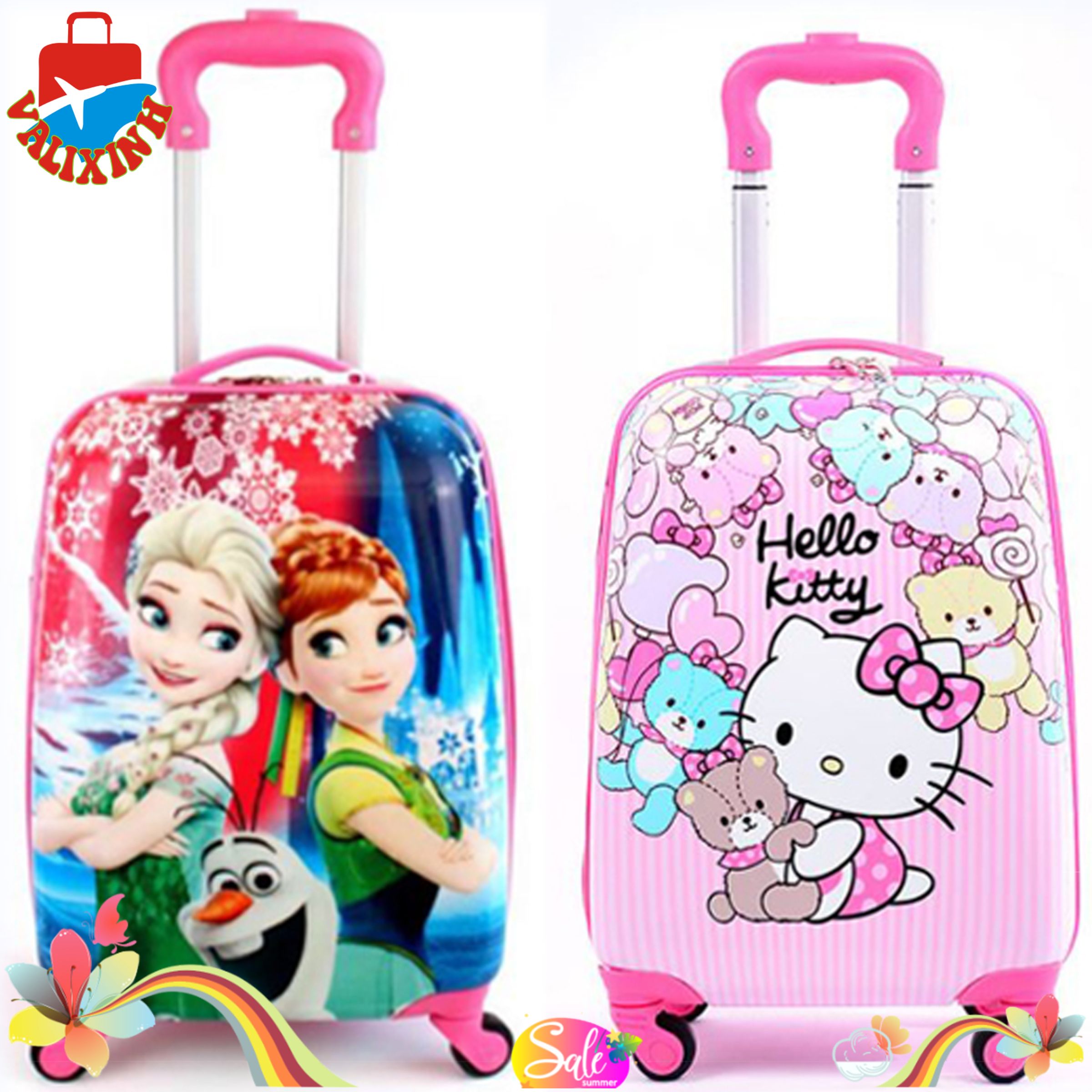 (XẢ HÀNG ĐÓN HÈ) Món quà mùa hè cho bé yêu. Vali kéo cho bé đủ hình hoạt hình dễ thương, hàng loại 1 in 2 mặt.