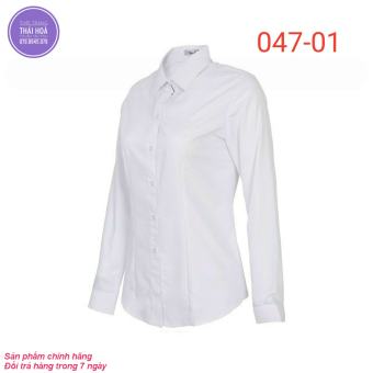 Áo Thái Hòa màu trắng trơn vải kate lụa 047-01