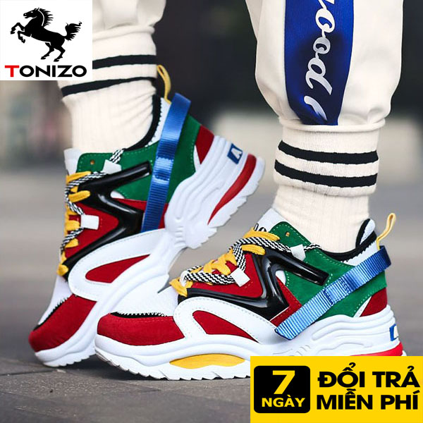 Giày nam thể thao sneaker TONIZO trắng đẹp cổ cao cho học sinh đi học đi làm cao cấp Mã CLR-1
