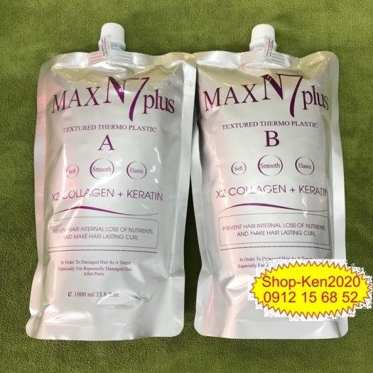 Uốn duỗi ép dập tóc Max N7 Plus Collagen Keratin 1000ml x2 (A-B-C)