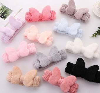 Băng đô rửa mặt, băng đô cài tóc turban nữ skincare hình nơ trái tim 3D cute vải nhung dễ thương