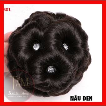 Búi tóc giả đẹp thời trang trung niên : BÚI HOA ĐÍNH ĐÁ