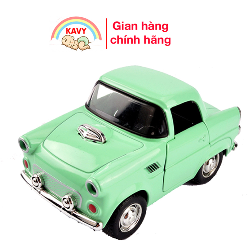 Xe mô hình đồ chơi ô tô 2 chỗ phong cách cổ điển, chất liệu kim loại chạy cót có led phát sáng (màu ngẫu nhiễn)