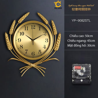 Đồng hồ cao cấp Đồng nguyên khối mạ Vàng - Bông lúa Vàng sung túc quanh năm mã 9082
