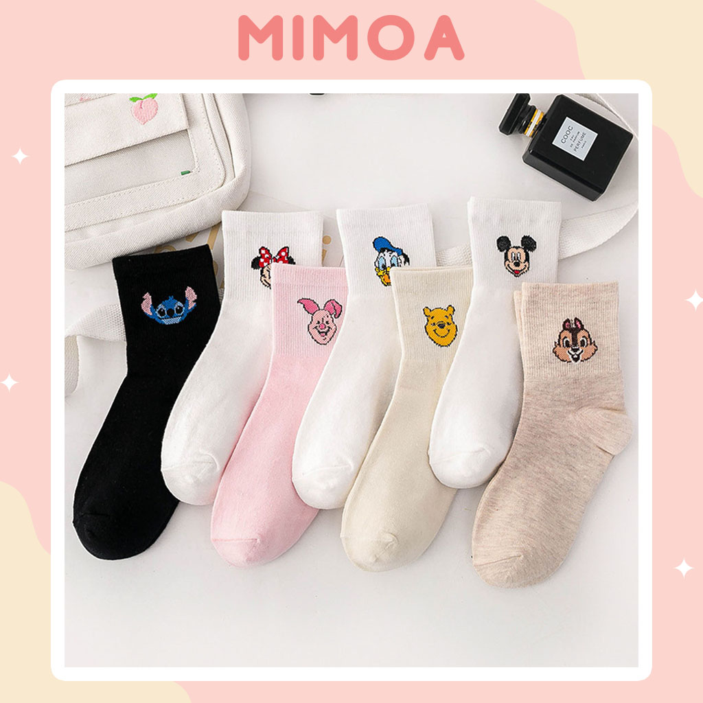 Tất vớ nữ cổ trung họa tiết hình thú cute
